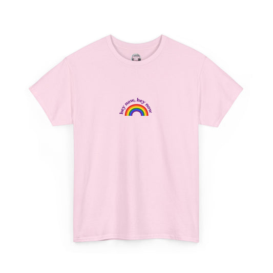 What Dreams Are Made Of lyric with bright rainbow artwork on a unisex t-shirt — view 2