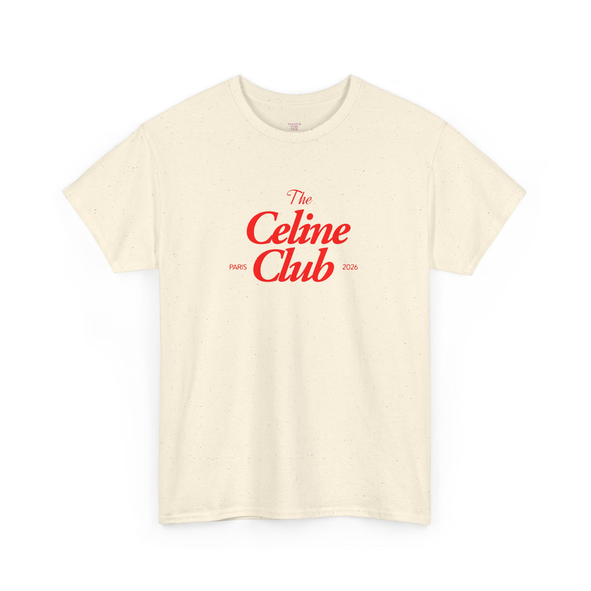 The Celine Club red print fan club graphic on a unisex t-shirt — view 2