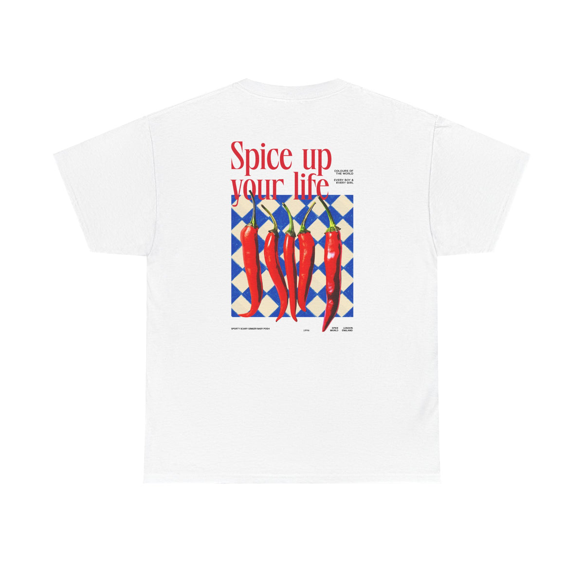 Spicey slogan printed across the back of a unisex 90s inspired t-shirt — view 5