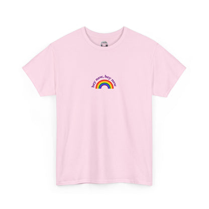 What Dreams Are Made Of lyric with bright rainbow artwork on a unisex t-shirt — view 2
