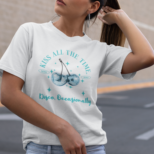 Kiss All The Time, Disco Occasionally T-Shirt - Ice Blue Graphic