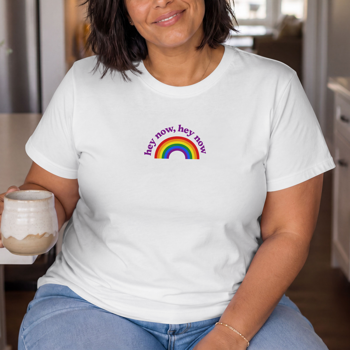 What Dreams Are Made Of lyric with bright rainbow artwork on a unisex t-shirt — view 8