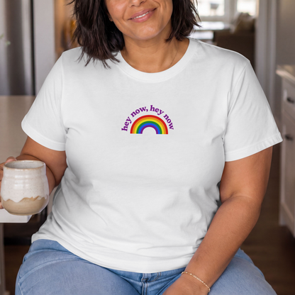 What Dreams Are Made Of lyric with bright rainbow artwork on a unisex t-shirt — view 8