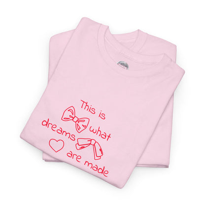 What Dreams Are Made Of lyric with coquette bow artwork on a unisex t-shirt — view 7