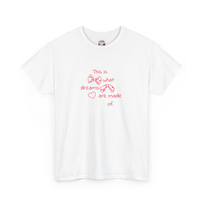 What Dreams Are Made Of lyric with coquette bow artwork on a unisex t-shirt — view 3
