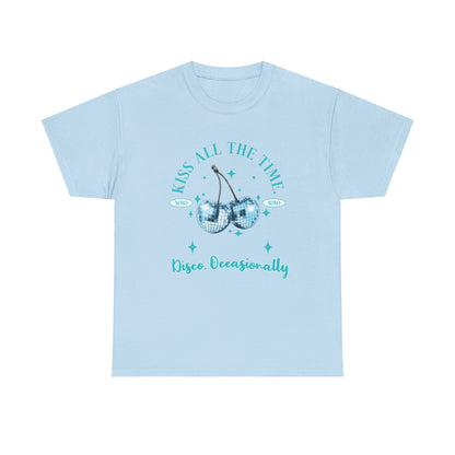 Kiss All The Time, Disco Occasionally T-Shirt - Ice Blue Graphic