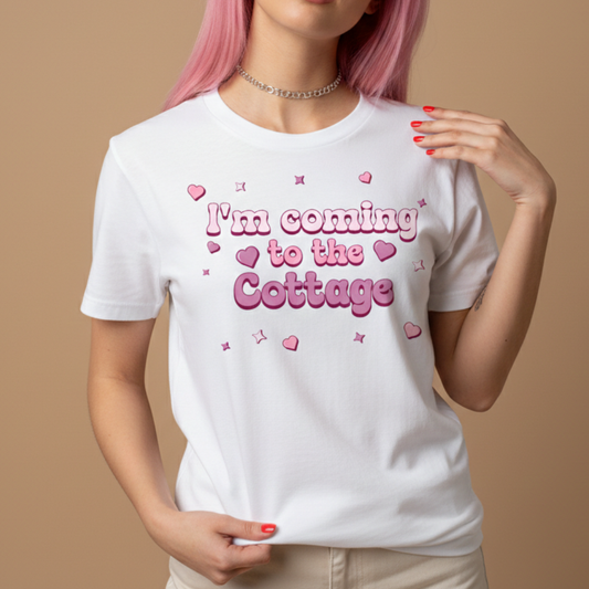 Heated Rivalry - I'm Coming To The Cottage T-Shirt (Pink)